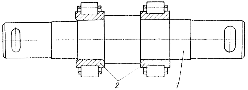 Ось натяжного колеса с внутренними кольцами роликоподшипников Ось натяжного колеса с внутренними кольцами роликоподшипников